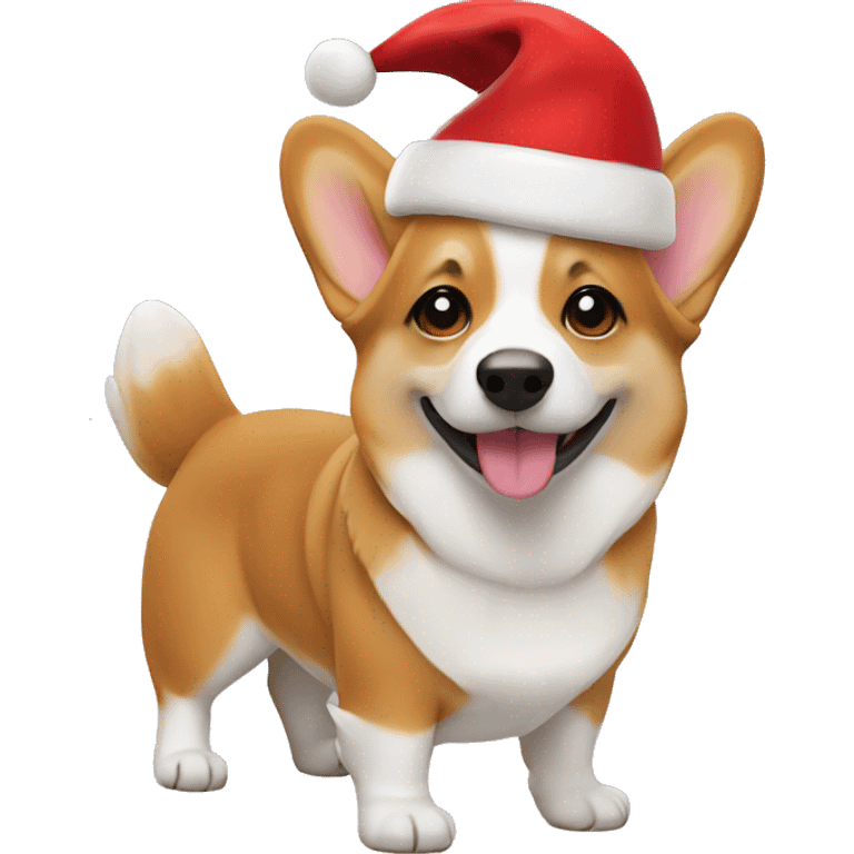 Corgi with a Christmas hat emoji