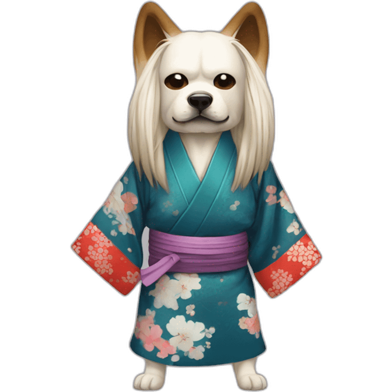 hot-guy-noh-dog-mask-longhair-japanese-kimono emoji