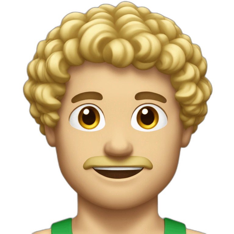 Italian blond curly hair men muscular lift weight emoji