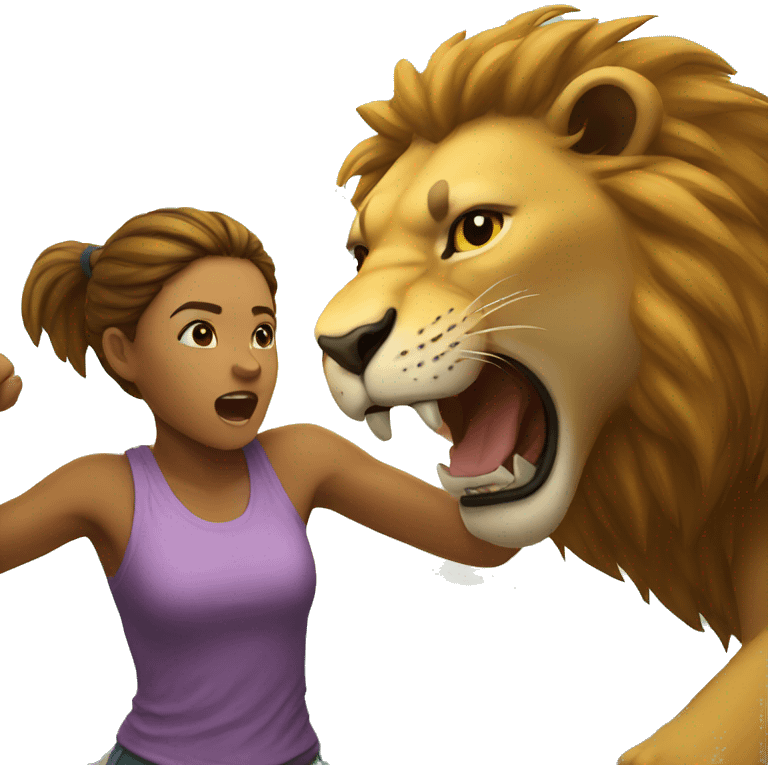 Girl fighting lion emoji