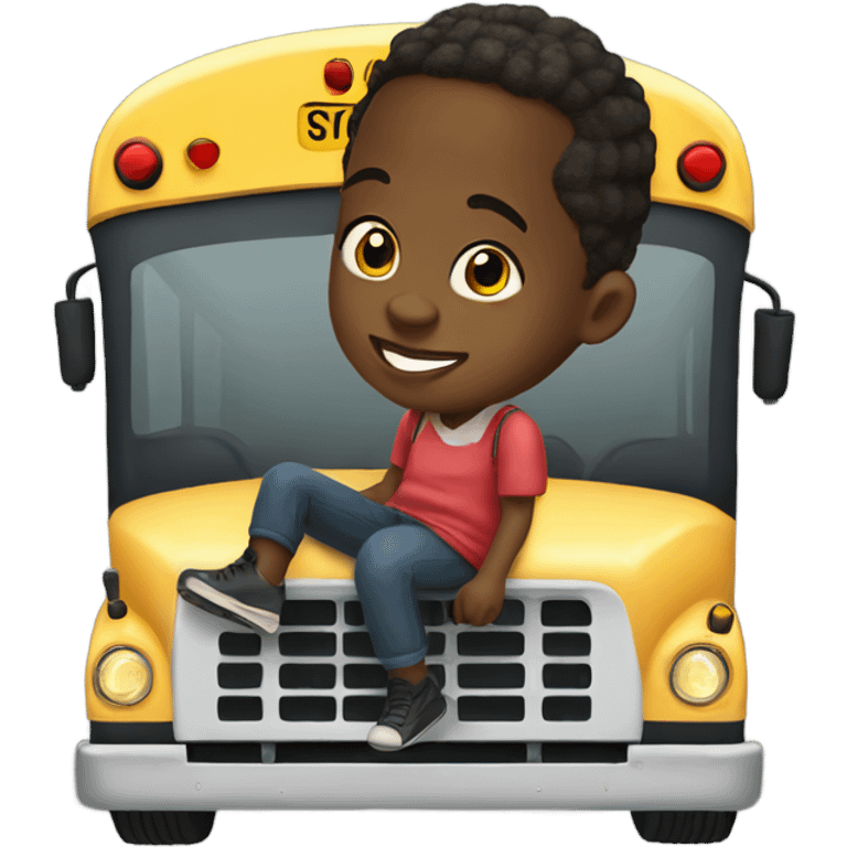 Down syndrome black kid on a school bus emoji