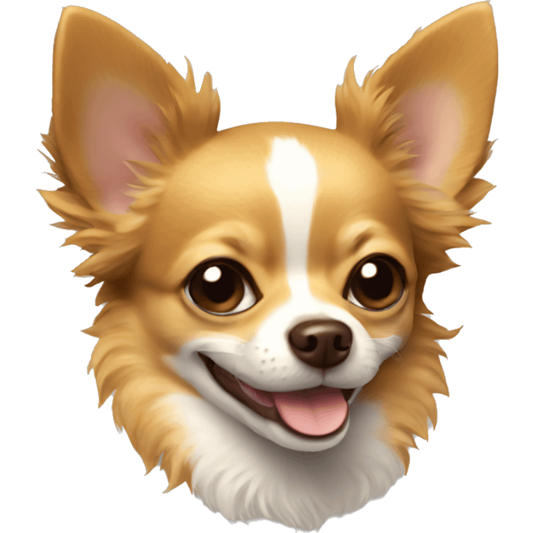 Gold-brown, fuzzy Chihuahua smiling emoji