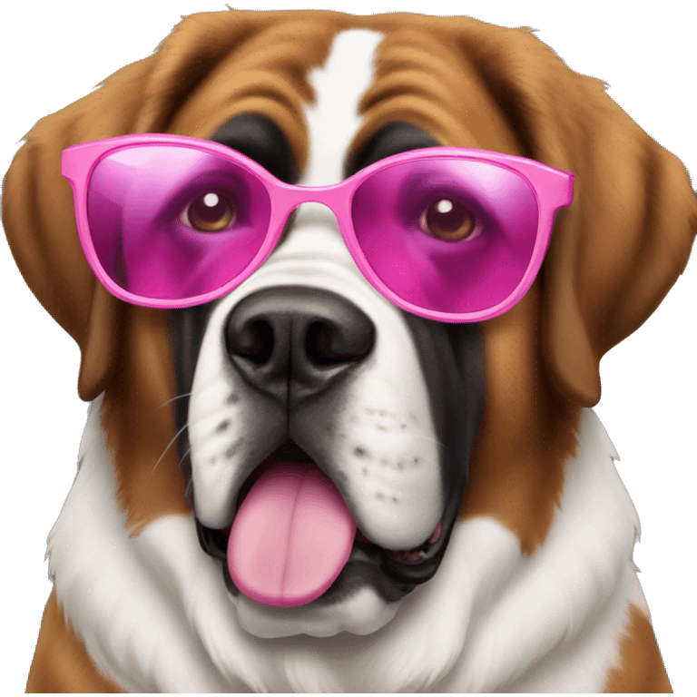 St bernard with pink sunglasses emoji