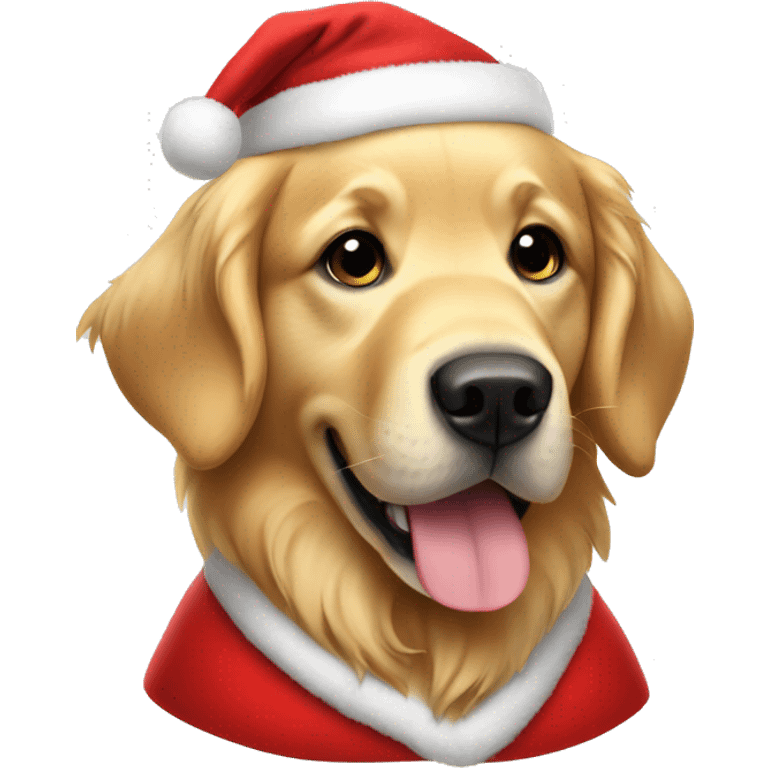 golden retriever in santa claus clothes emoji