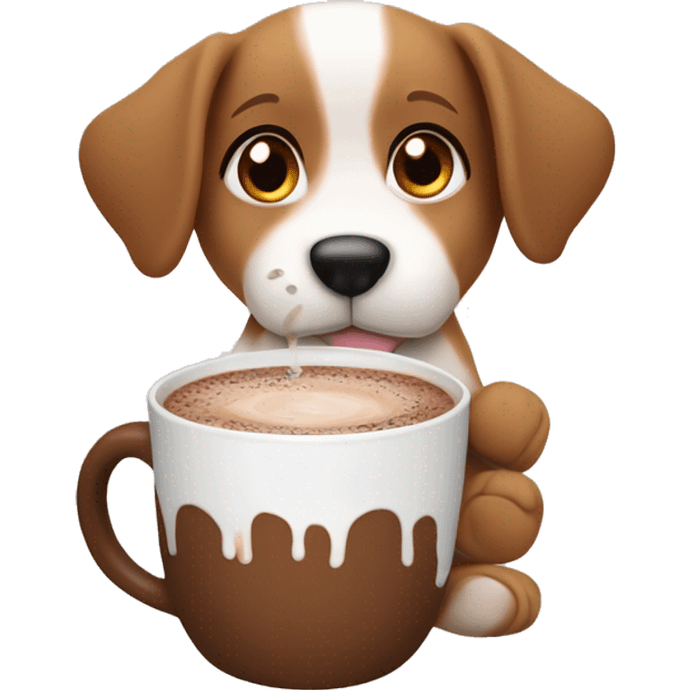 Puppy drinking hot chocolate ￼ emoji