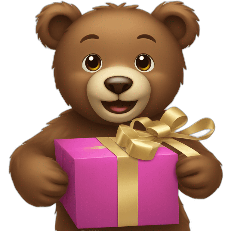 happy bear wrapping a present emoji