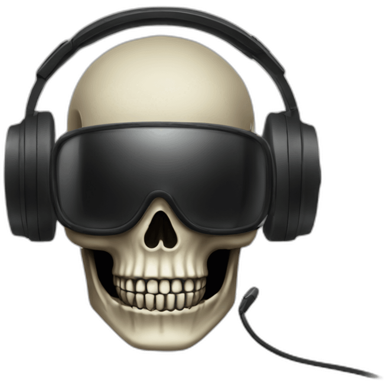 Military Skeleton mask with a long black mask underneath it and headset with a microphone emoji