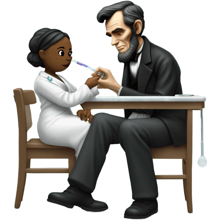 Abraham Lincoln getting a shot emoji