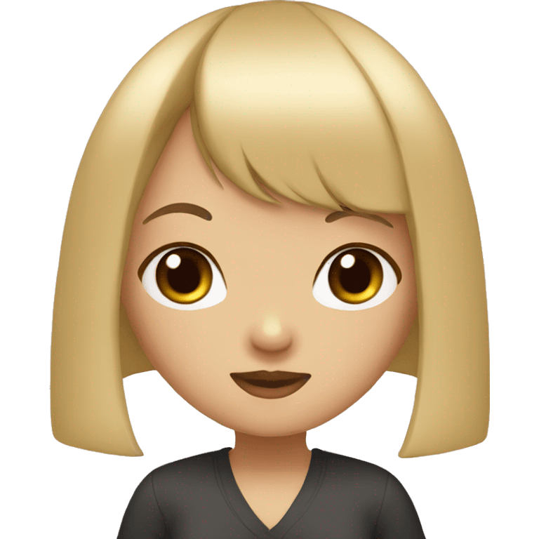 GIRL, BOB CUT, BLOND, BANGS, BLACK EYES, ASIAN emoji