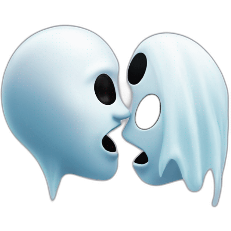 a female ghost and a male ghost kissing in a Ying and yang emoji