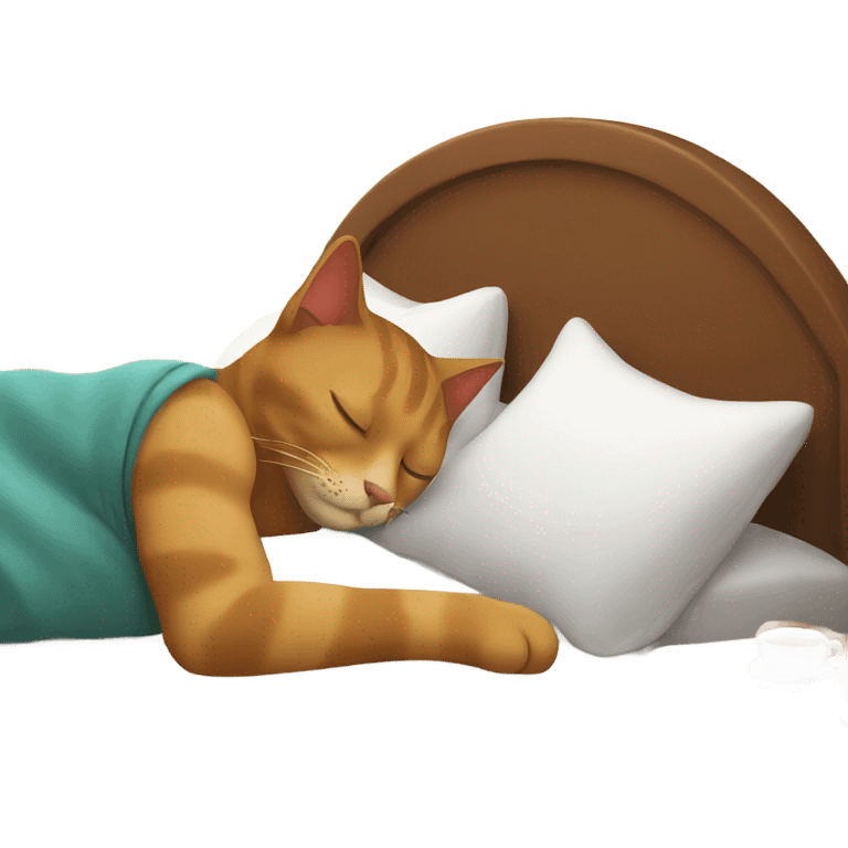 cat sleeping in bed with man emoji