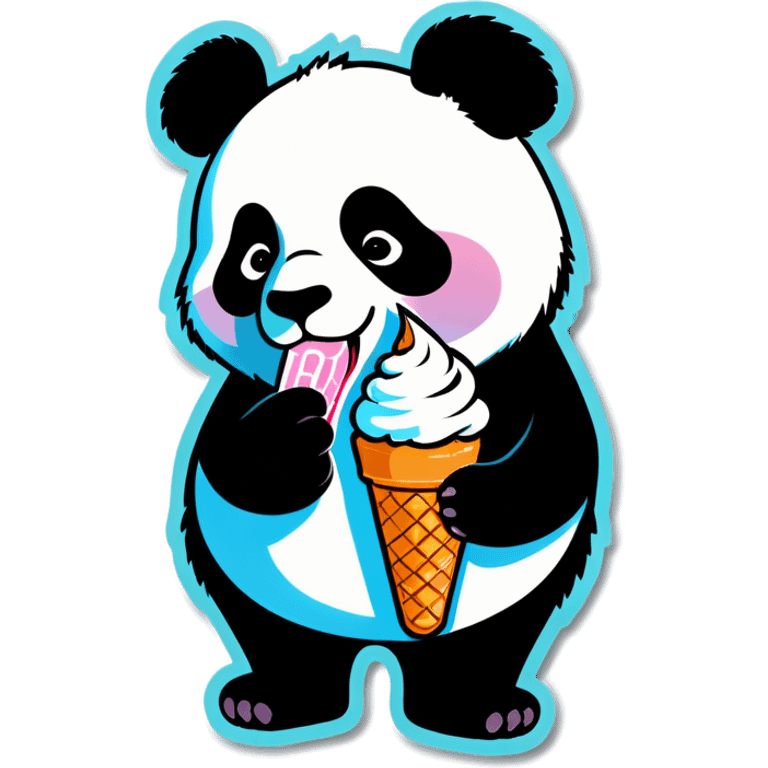 Panda eating ice cream emoji