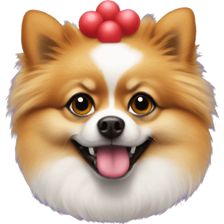 Pomeranian with clown makeup emoji