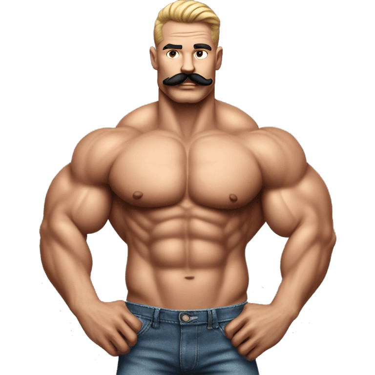 Muscular gay bodybuilder with mustache bikini realistic emoji