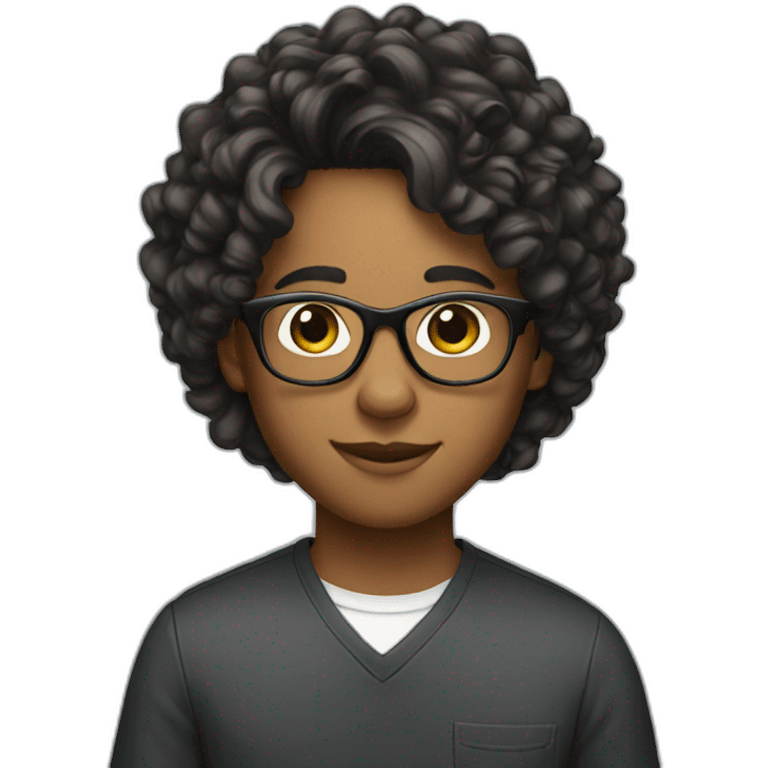 a teen with professional hair, with glasses on emoji