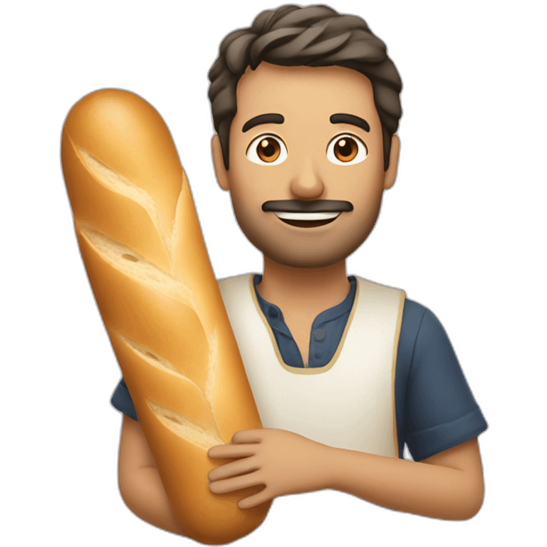 french man holding a baguette emoji