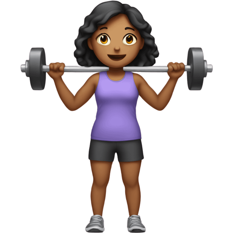 A girl on a scale holding weights  emoji