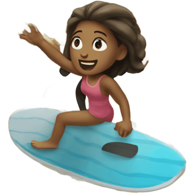 One girl singing while surfing  emoji