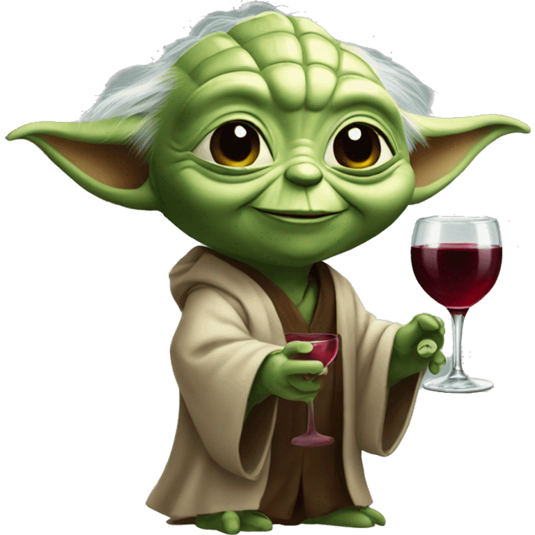 happy yoda holding red wine emoji