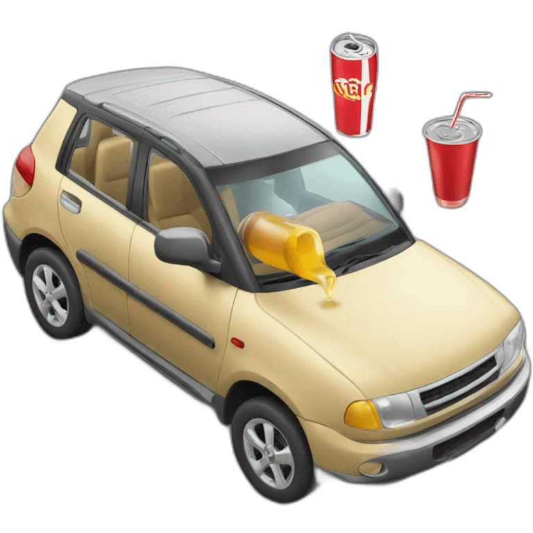 Car drinking a soda emoji