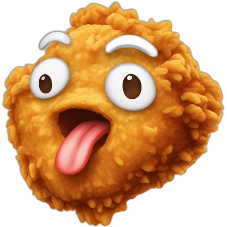 Fried chicken with a face emoji