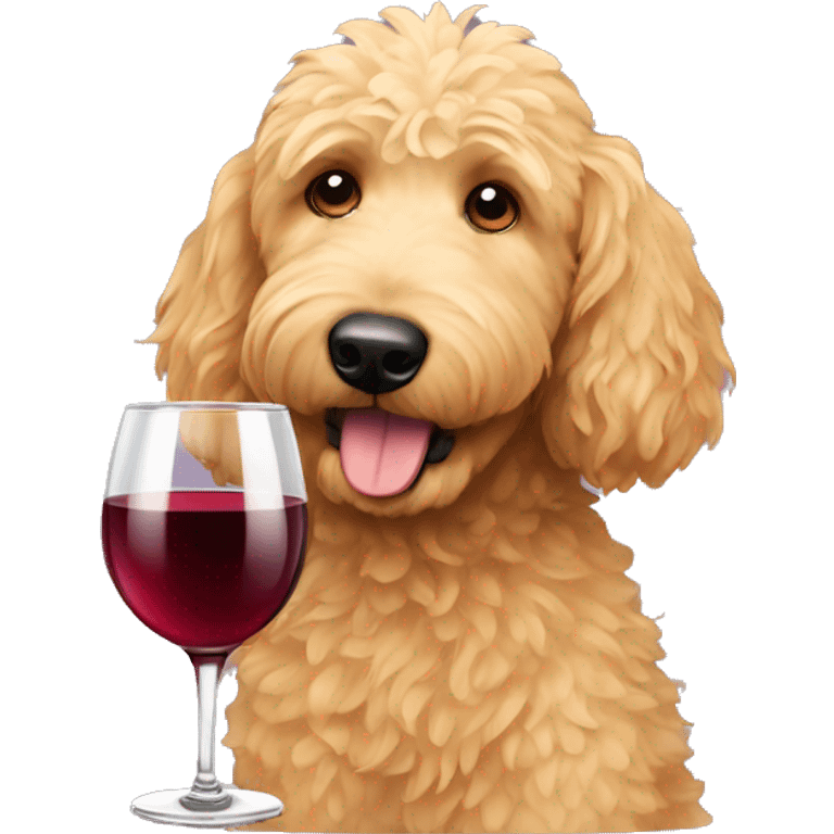 golden doodle drinking wine emoji