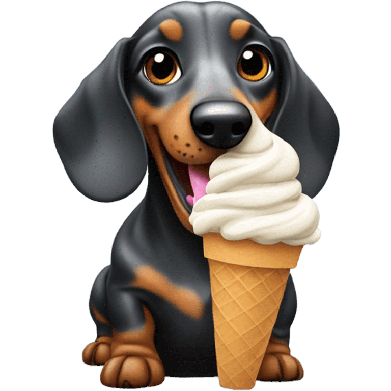 black and gray spotted dachshund with an ice cream cone  emoji