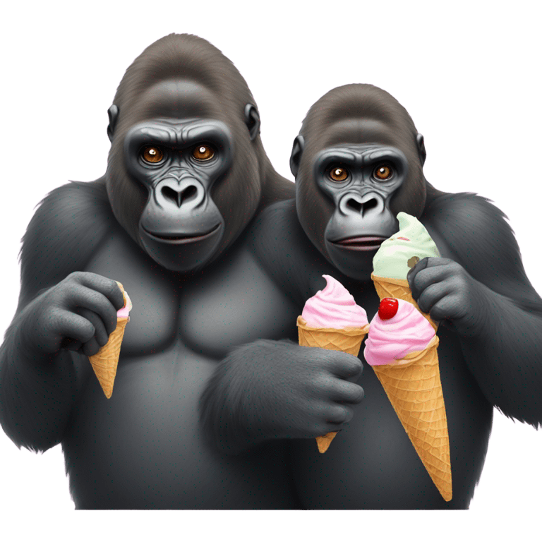 2 Gorilla’s eating ice cream emoji