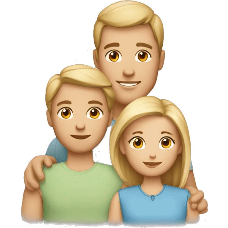 family of four, adults brown hair, kids blonde hair emoji