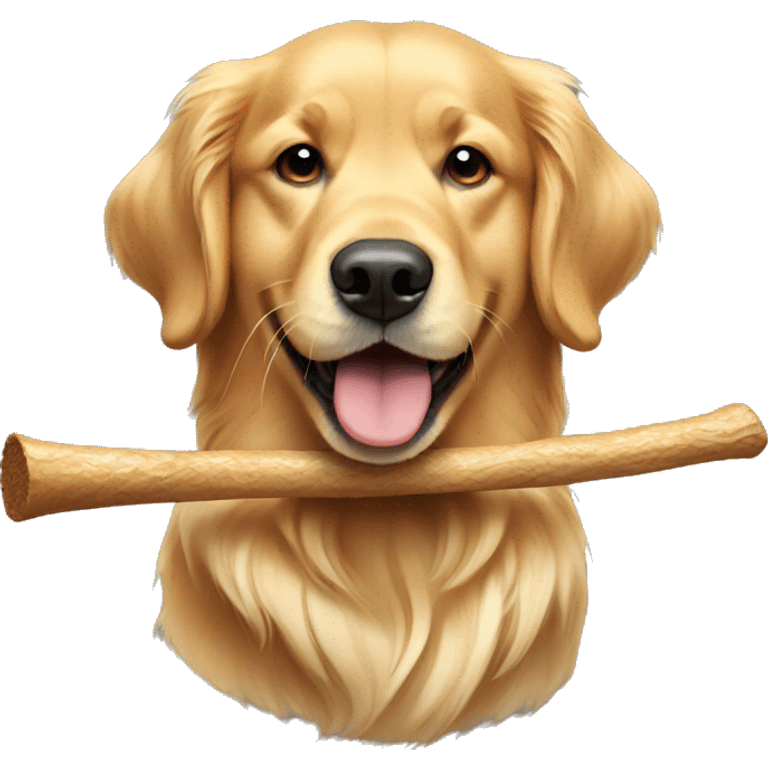 Golden Retriever holding a stick in his mouth emoji