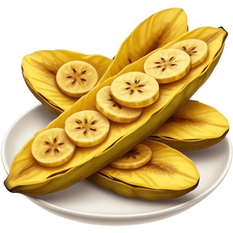 Cinematic Realistic Patacones Dish Emoji, depicted as twice-fried plantain slices with a crispy exterior rendered with detailed textures and dynamic, inviting lighting. emoji