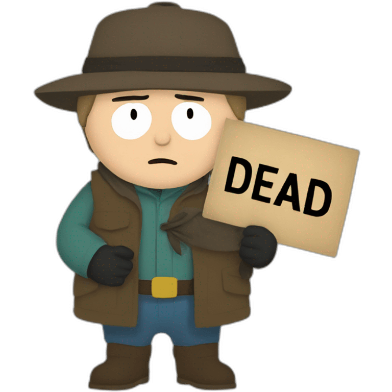 cartman holding a sign that says dead emoji