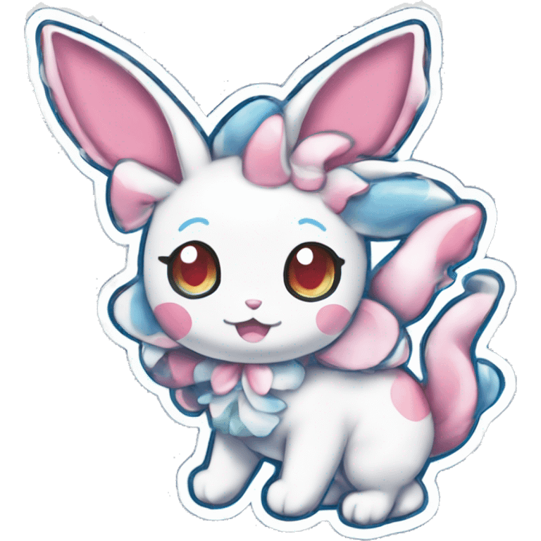 Kawaii Gorgeous Beautiful Shiny Sparkly Sylveon-Pokémon full body sticker emoji