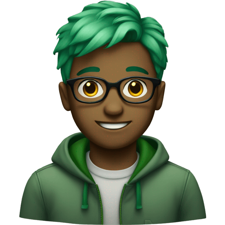 A boy with glasses and green hair emoji