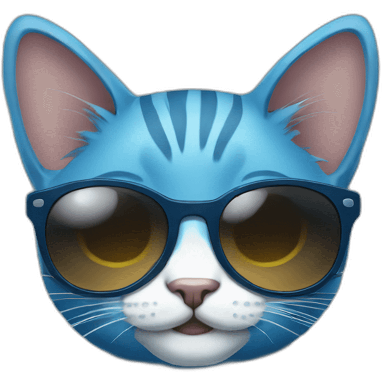 a blue kawaï cat round ears wearing sunglasses emoji