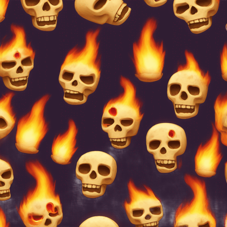 Calaveras en un fuego emoji