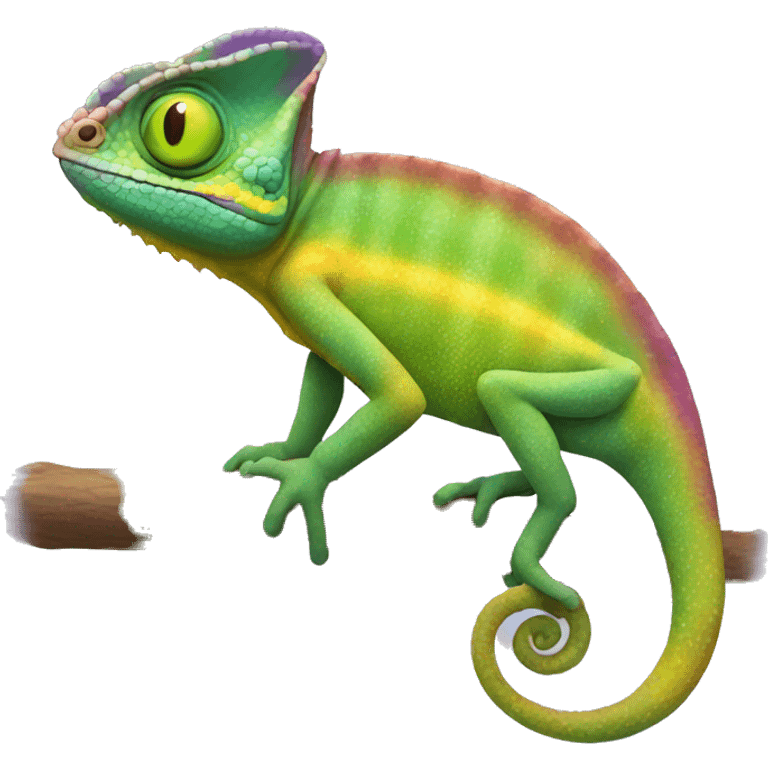 chameleon with green, purple and yellow colors emoji