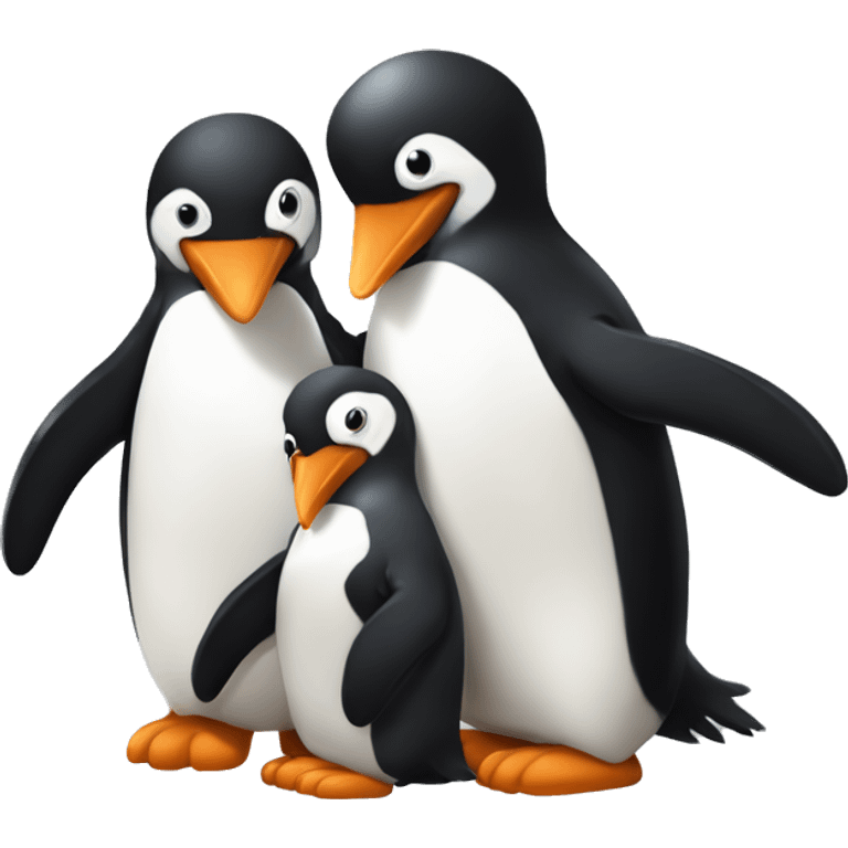 Dos pingüinos bebés tomándose de las aletas  emoji