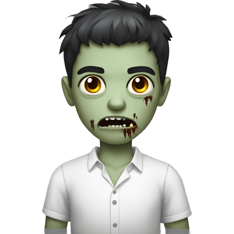 boy zombie with dark hair and white shirt emoji