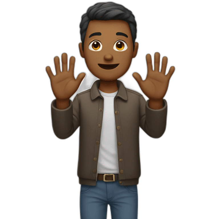 Man showing hands and pressing emoji