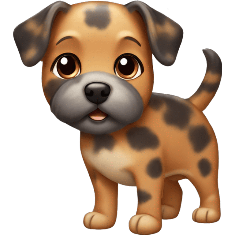 Tortoiseshell сoloured dog. Cute. Brown colour with grey dots emoji