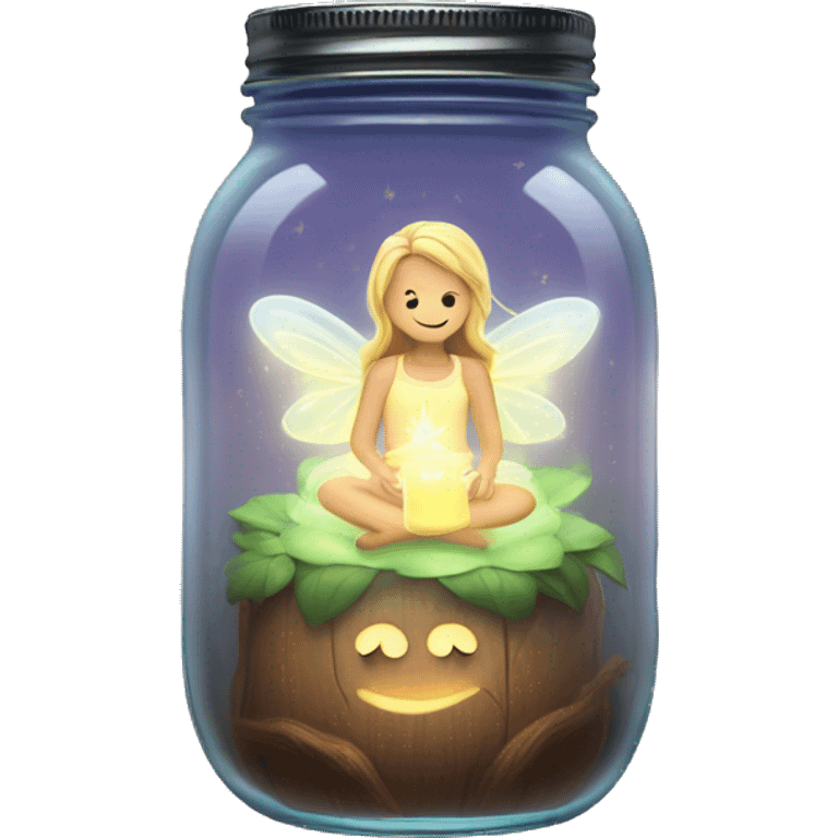 mason jar with a glowing fairy inside emoji