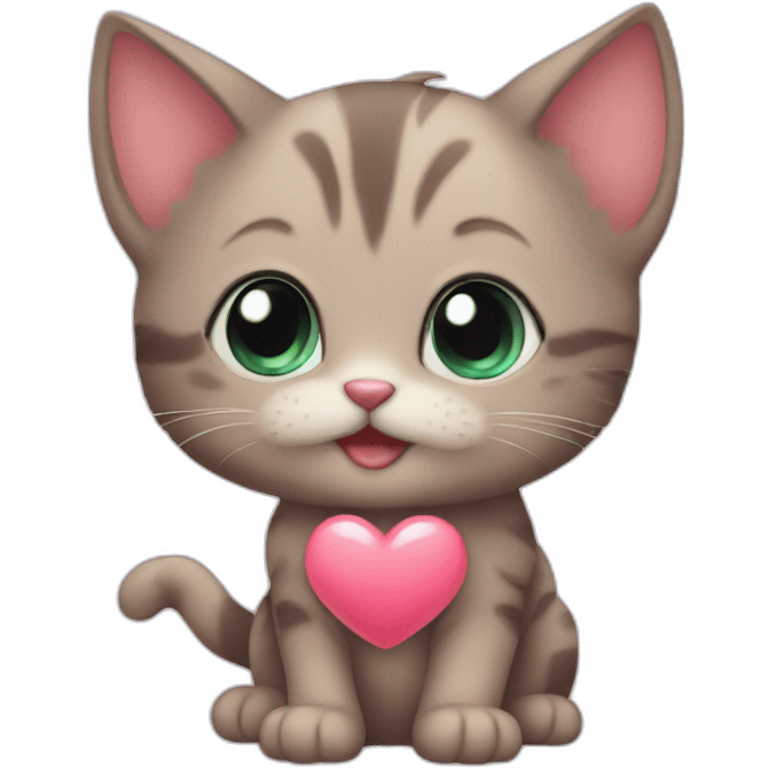 Cute kitten love heart emoji