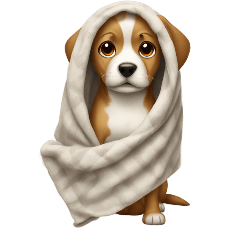 Dog wrapped in blanket emoji