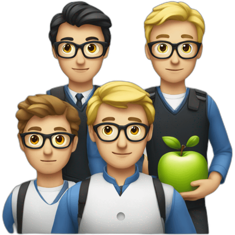 4 European nerds and the apple logo emoji