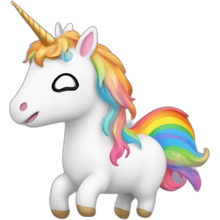 Small unicorn with rainbow and stars and owl emoji