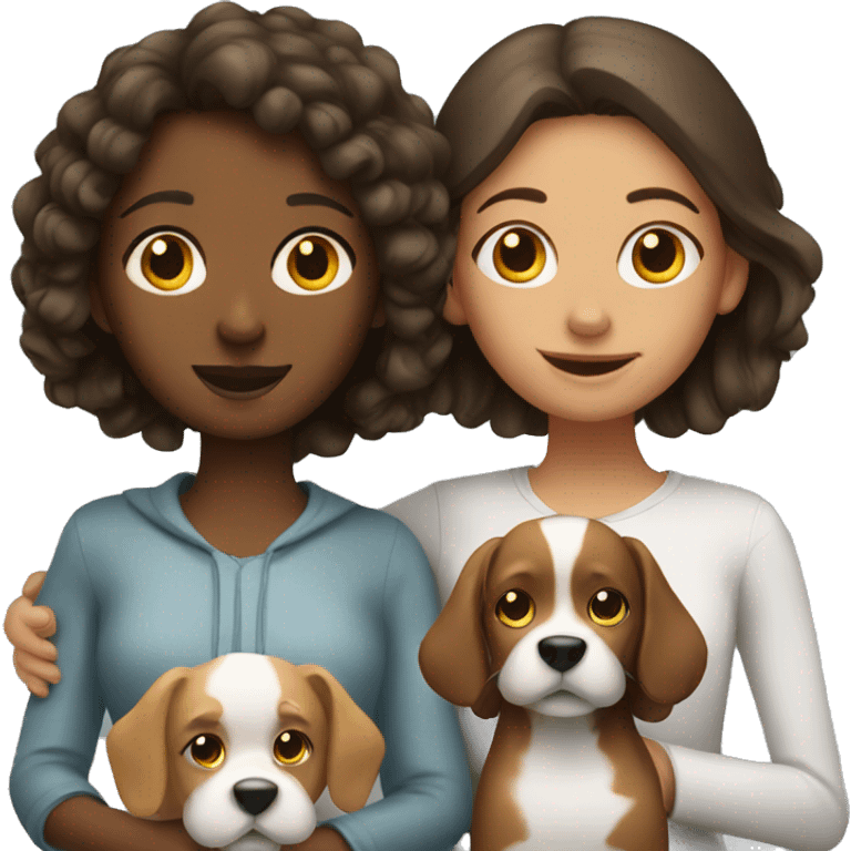 2 girls with dog  emoji