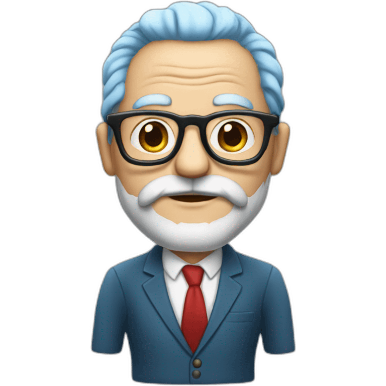 an old man in a big suit, with blue hair, red beard, white glasses emoji