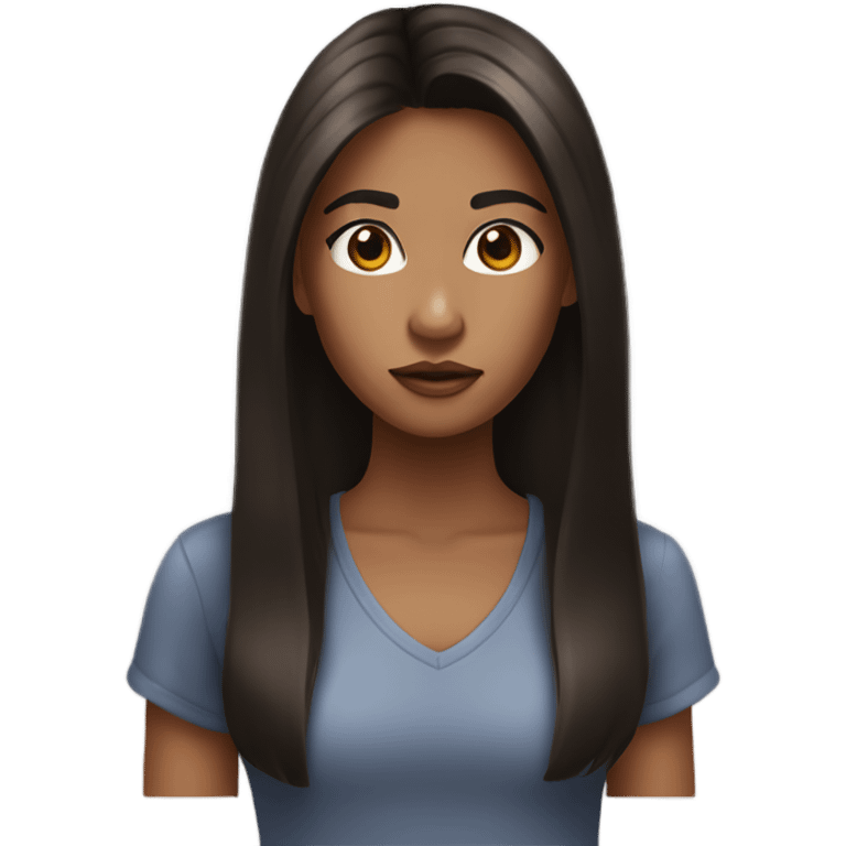 girl with brown eyes with long dark brown 90s hairstyle emoji