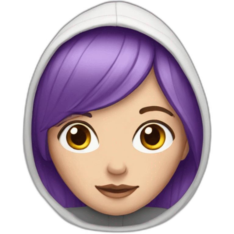 White Girl with purple hair in a hoodie emoji